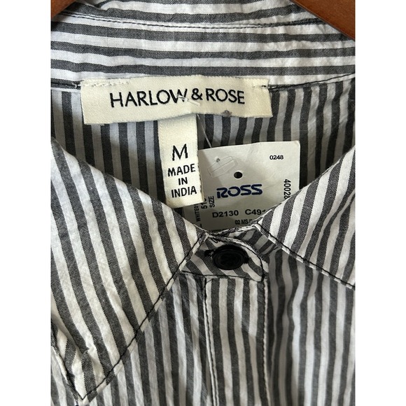 Harlow & Rose Blue White Midi Nautical Striped Dress Size M Beach Boat NWT - Picture 4 of 6